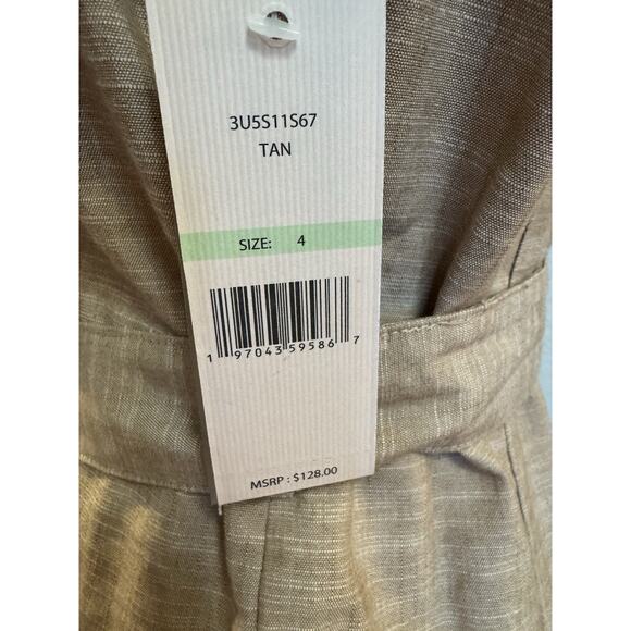 Nanette Lepore Size 4 Tan Sleeveless Belted Jumpsuit Romper Coastal Preppy - Picture 9 of 9